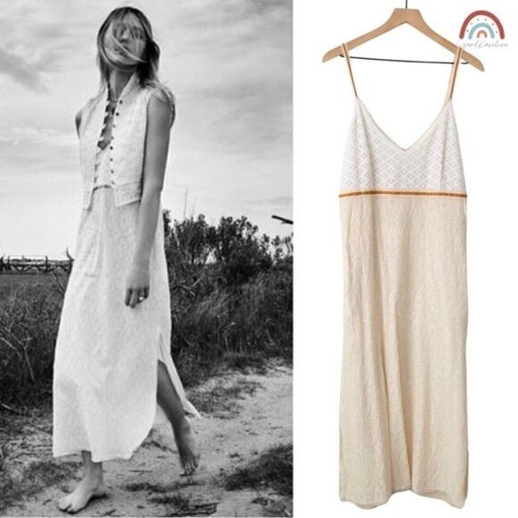 New! Zara Studio Limited Edition Bohemian Embroidered Eyelet Strappy Maxi Dress - Picture 1 of 14